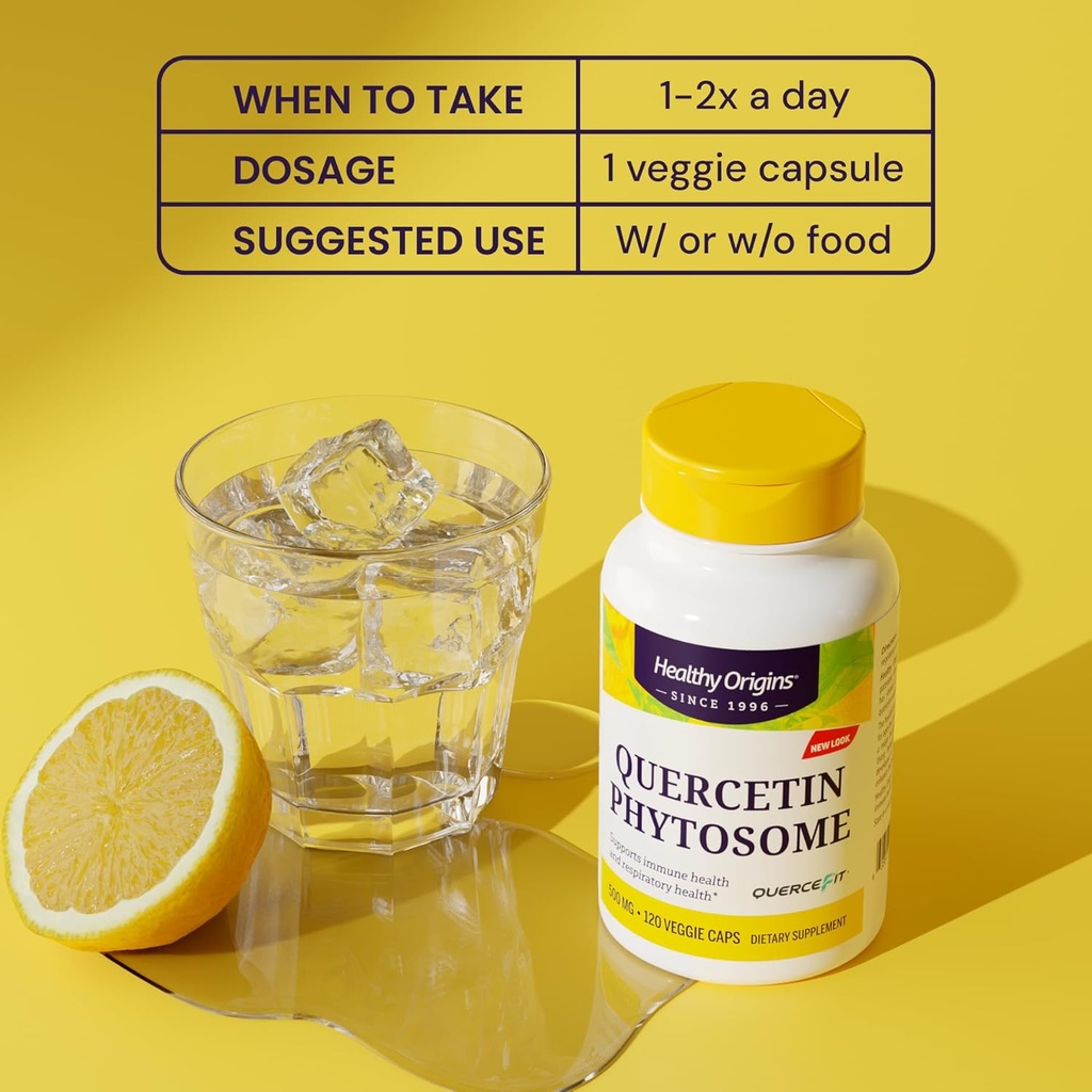 Healthy Origins Quercetin Phytosome 500 mg - Quercetin Supplements for Immune Support & Respiratory Support - Vegan, Non-GMO & Gluten-Free Quercetin Supplement - 120 Veggie Capsules 6