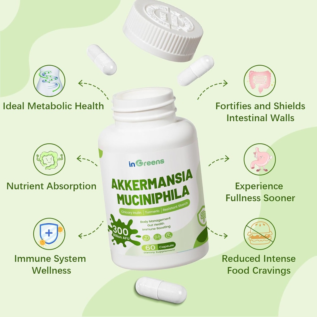 Akkermansia Muciniphila Probiotic for Gut Management - GLP-1 Boosting Supplement with Chicory Inulin, Turmeric, Resistant Starch, Vegan & Gluten Free - 30 Day Supply 4