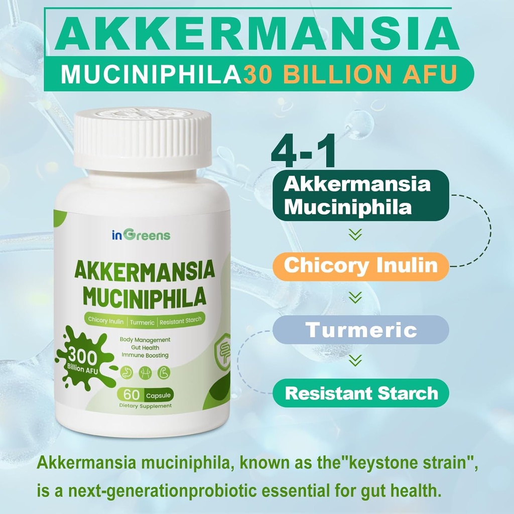 Akkermansia Muciniphila Probiotic for Gut Management - GLP-1 Boosting Supplement with Chicory Inulin, Turmeric, Resistant Starch, Vegan & Gluten Free - 30 Day Supply 5