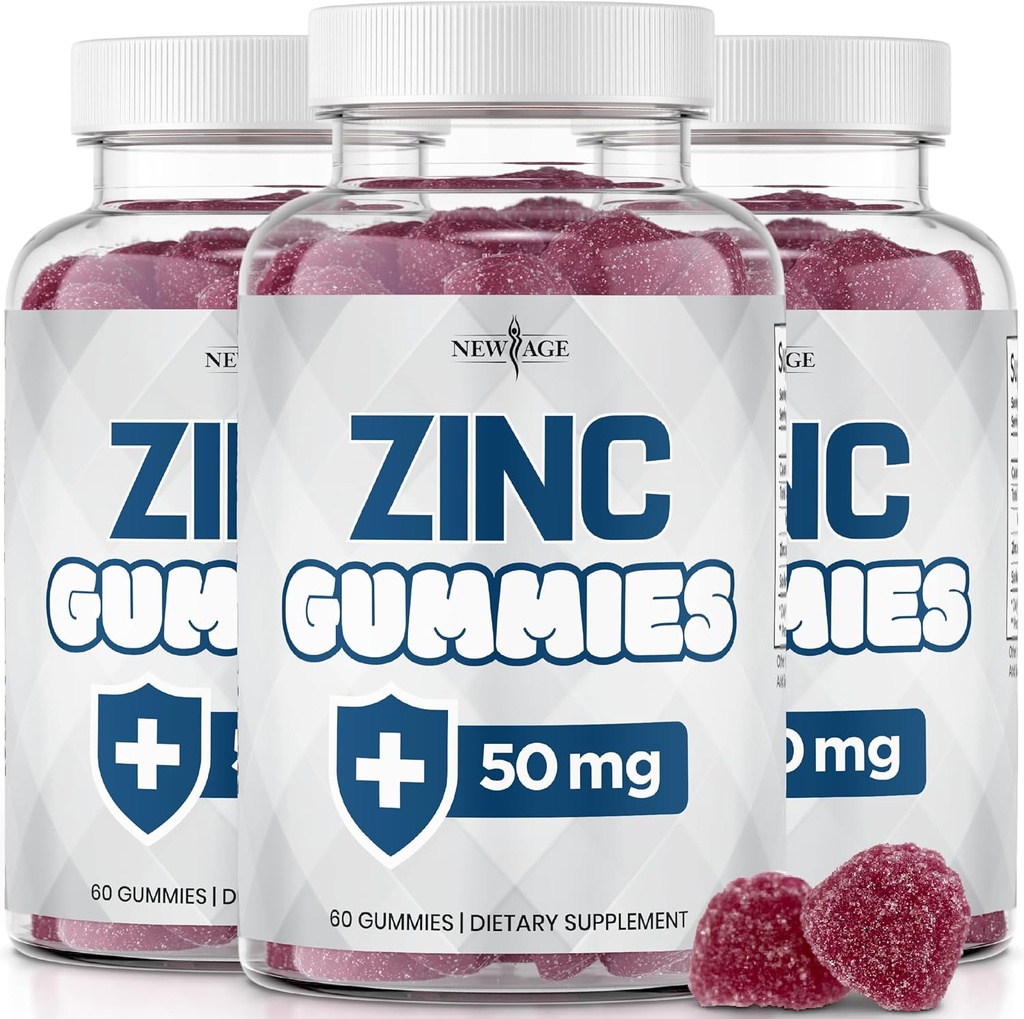 NEW AGE Zinc Gummies - 50mg High Immune Booster Zinc Supplement, Immune Defense, Powerful Natural Antioxidant, Non-GMO 180 Count (Pack of 3) 2