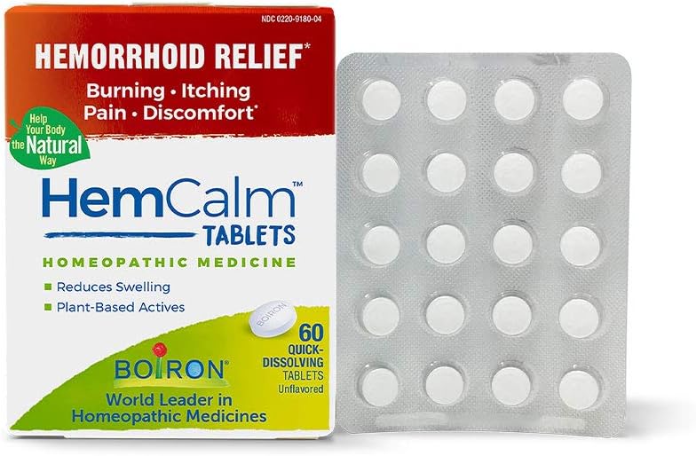 Boiron Hemcalm hemorrhoid Relief Tablets for Itchy Burning Pain, Swelling and discomfort, White, 60 Count 2
