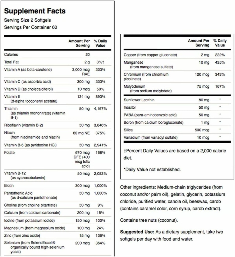 Swanson Multi Without Iron Multivitamin Health Supplement Iron-Free Formula 120 Softgels Sgels (2 Pack) 3