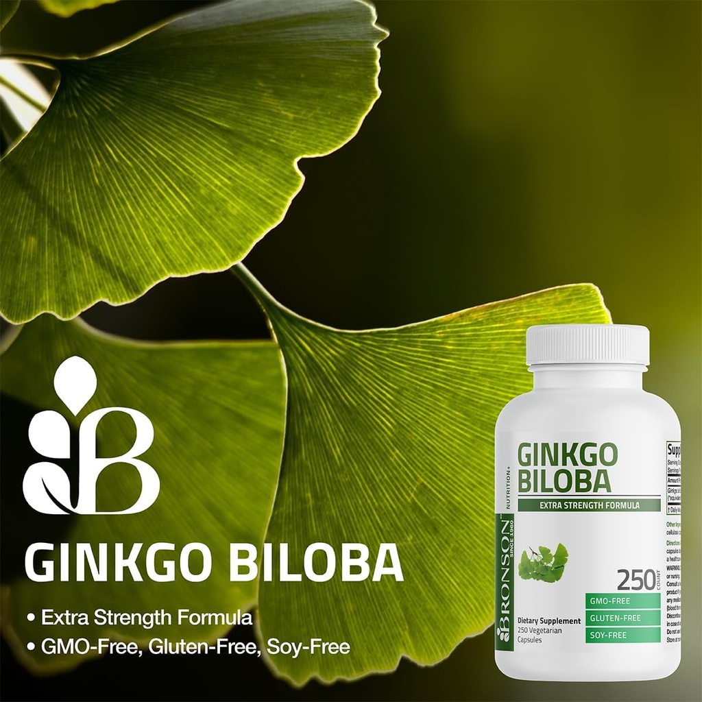 Bronson Ginkgo Biloba Extra Strength Supports Brain Function & Memory Support, 250 Vegetarian Capsules 4