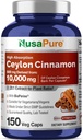NusaPure Ceylon Cinnamon20:1 Extract, 500 mg Equivalent to 10,000 mg Per Caps | 150 Veggie Capsules | Non-GMO, Vegan with Bioperine 2
