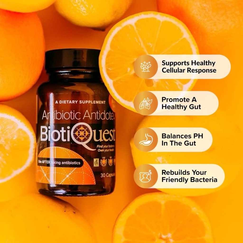BiotiQuest Antibiotic Antidote Probiotics to Rebalance Body After Taking Antibiotics, 20 Billion CFU, Non-GMO, and Gluten Free, 30 Capsules 6