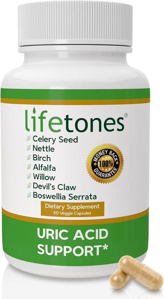 Lifetones Uric Acid Support - Herbal Joint Cleanse for Men and Women - Natural Remedy, Flexibility Boost - Non-GMO, Gluten-Free - 60 Vegan Vitamins 2