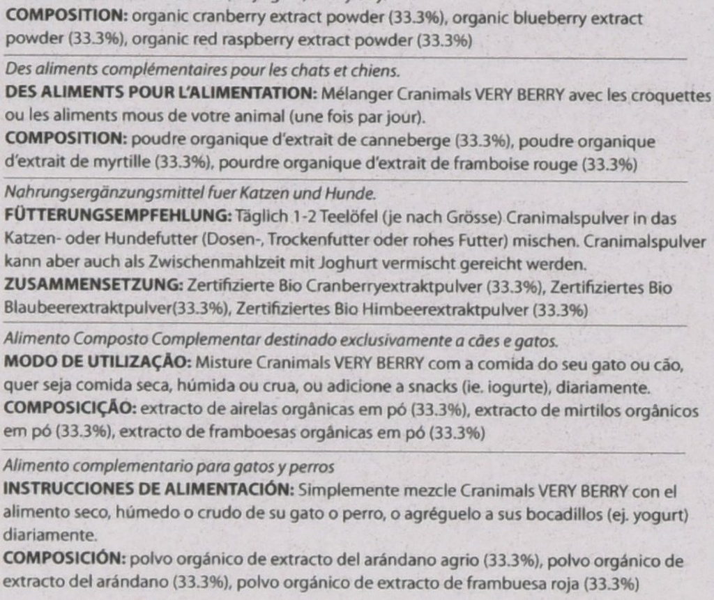 Cranimals Very Berry Antioxidant Superfood Berry Powder for Dogs and Cats - Natural Antioxidant Boost from Cranberries, Raspberries, and Blueberries, 120 g/ 4.2 Oz Bag 5