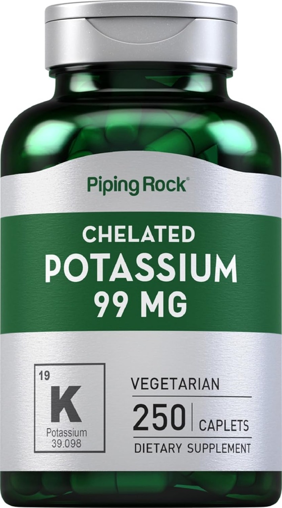 Piping Rock Chelated Potassium Supplement 99mg | 250 Caplets | Potassium Gluconate | Vegetarian, Non-GMO, Gluten Free 2
