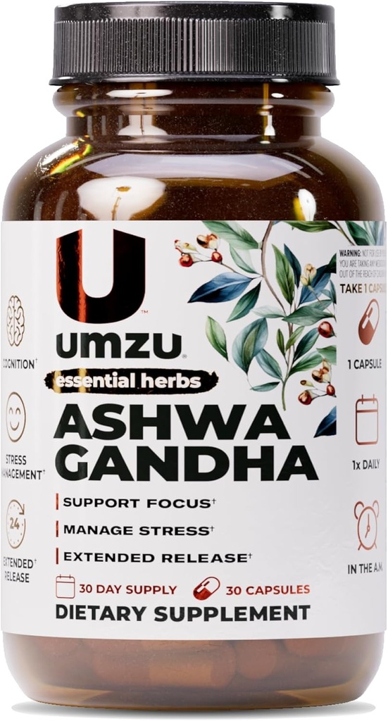 UMZU Ashwagandha Advanced Stress & Cortisol Support Supplement, Memory, Focus, Cognition, 24-Hour Extended Release (30 Day Supply | 30 Capsules) 2