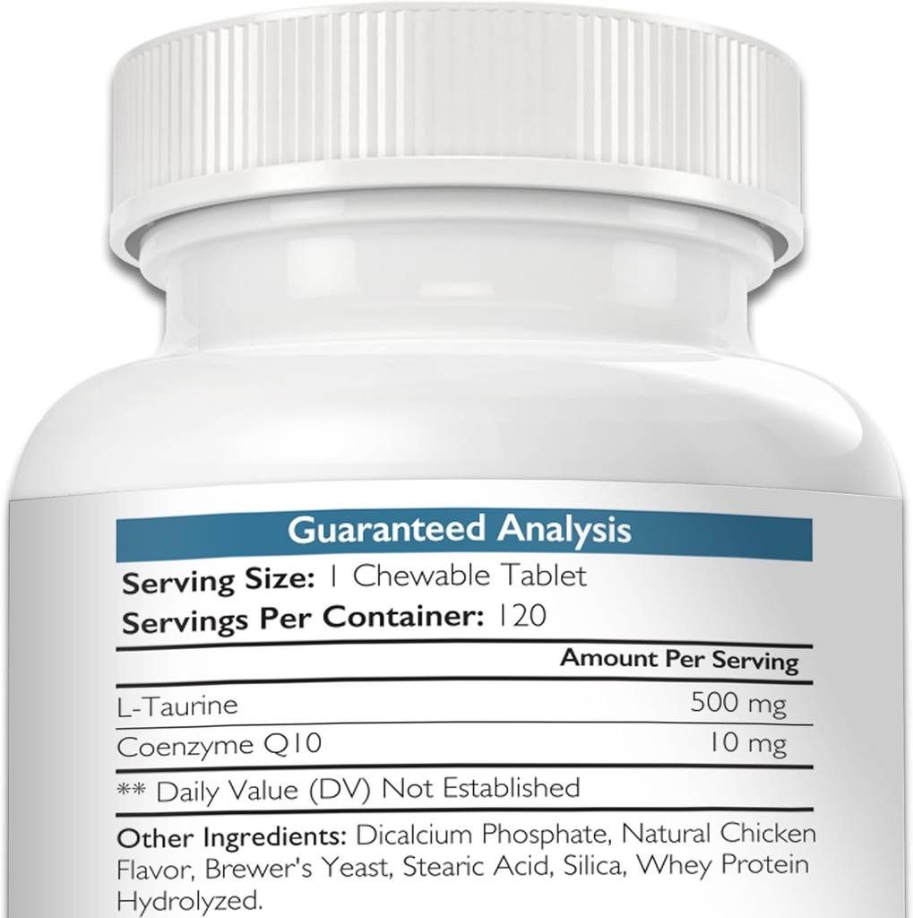 Taurine for Dogs, Support for a Healthy Heart Function, Resist Inflammatory Diseases, with Coenzyme Q10 to Help Manage Heart Failure and DCM in Dogs, 120 Chewable Tablets 4