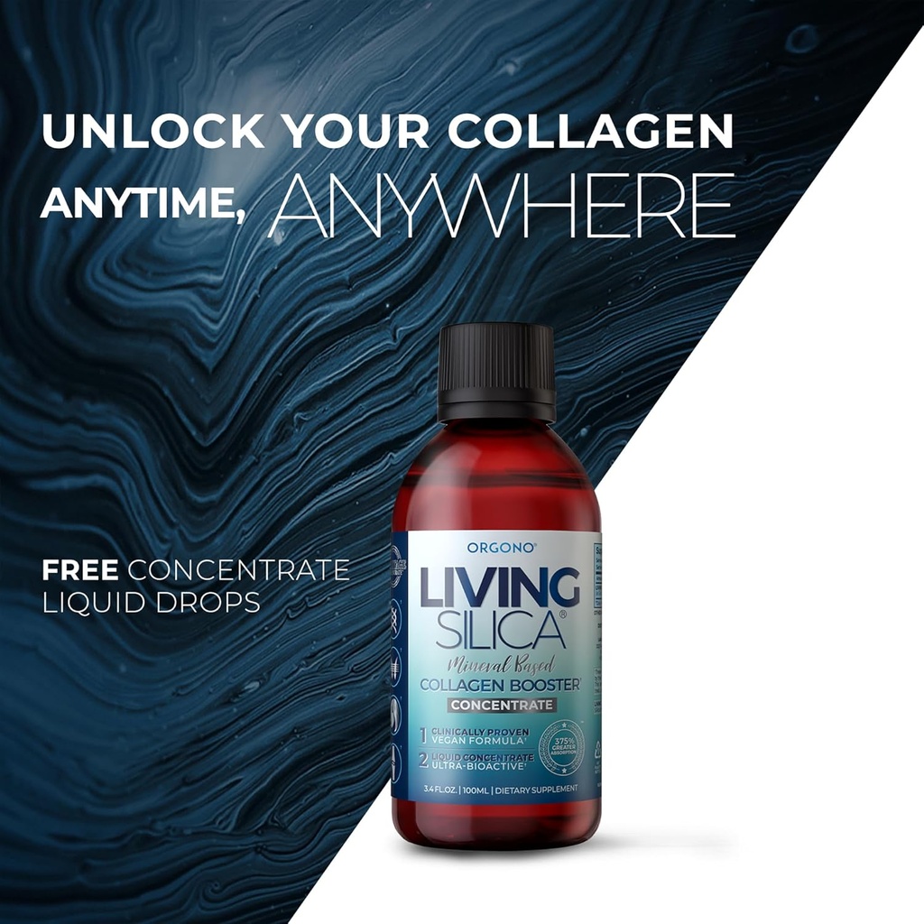 Orgono Living Silica Kit | Mineral-Based Collagen Booster Liquid & Concentrate Drops (Travel Size) | Vegan | Supports Joint & Bone Health, Collagen & Elastin Production, Glowing Skin. 3