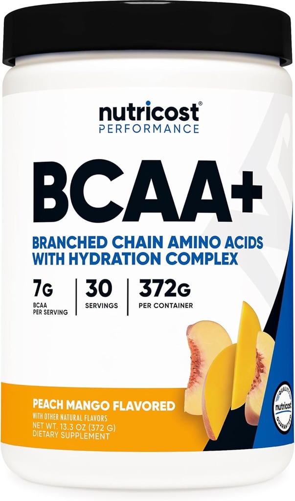 Nutricost BCAA + Hydration Powder (Peach Mango) 30 Servings - Branched Chain Amino Acids with Hydration Complex - Gluten-Free, Non-GMO 2