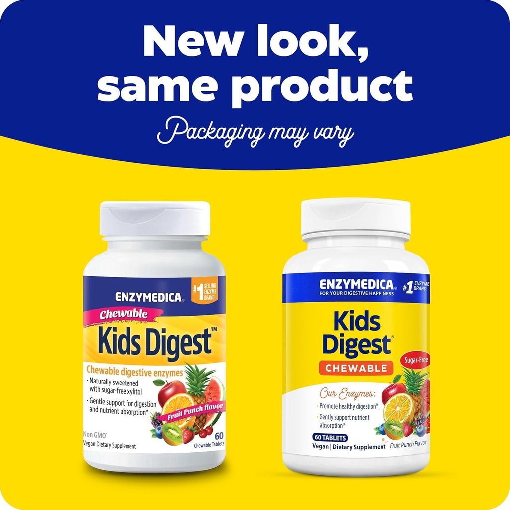 Enzymedica Kids Digest, Chewable Digestive Enzymes, Natural Fruit Punch Flavor, 60 Servings 3