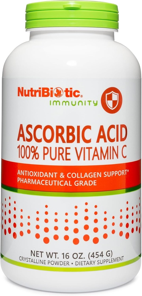 NutriBiotic Ascorbic Acid Vitamin C Powder, 16 Oz | Pharmaceutical Grade L-Ascorbic Acid, 2000 Mg Per Serving | Essential Immune & Antioxidant Collagen Support Supplement | Vegan, Gluten & GMO Free 2