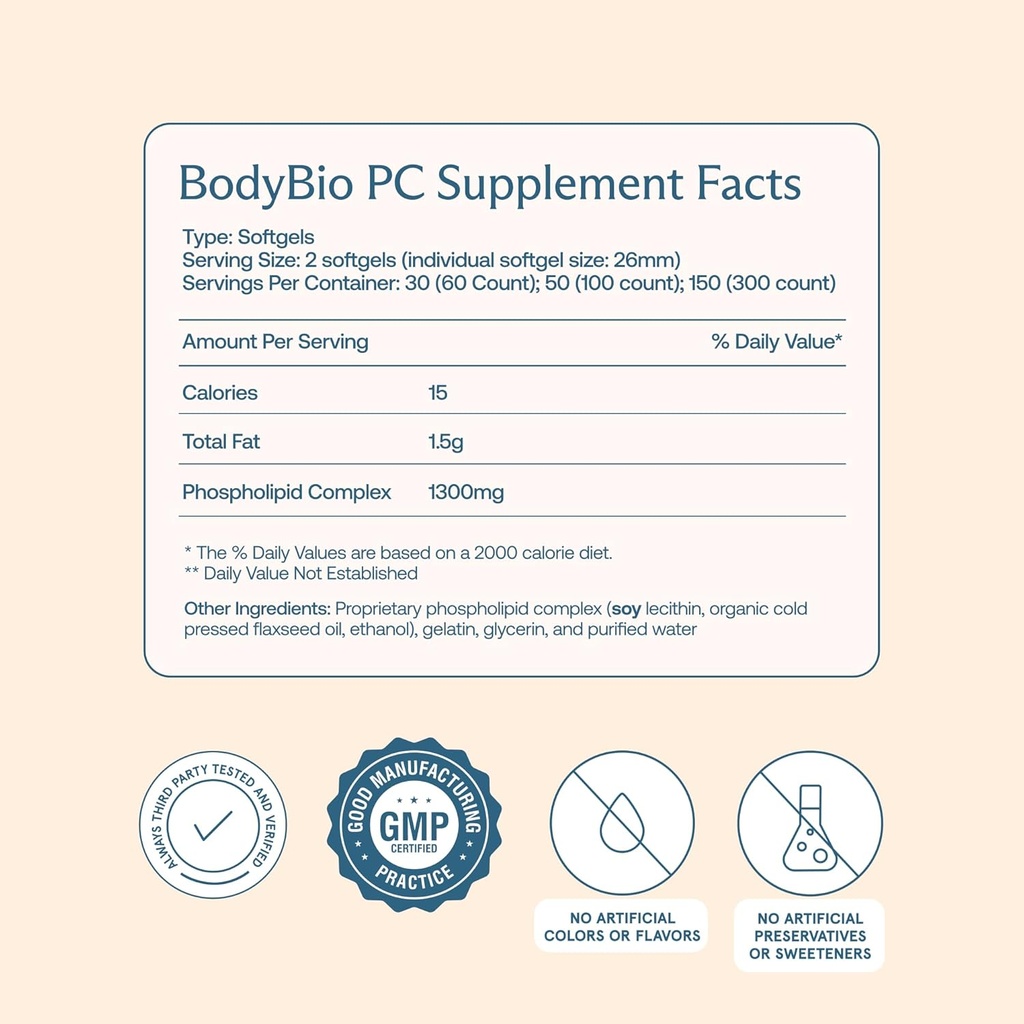 BodyBio PC - Phosphatidylcholine for Brain Health, Mental Clarity, Cognitive Function, Cellular Repair & Healthy Aging, Phospholipid Complex Supplement for Gentle Daily Detox 3