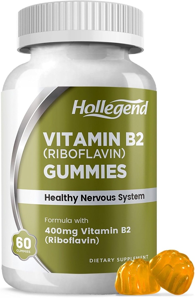 Vitamin B2 Gummies Riboflavin 400mg, B2 Vitamin Chewable Supplement, Vegan, Non GMO, Orange Flavor, 60 Count 2
