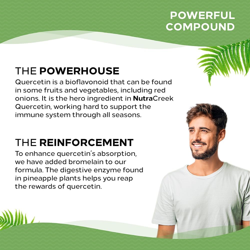 Quercetin Supplement | 1-2 Month Supply of Quercetin 500mg with Bromelain to Help Absorption. Quercetin and Bromelain for Immune System Support & Seasonal Support | 60 Capsules 3