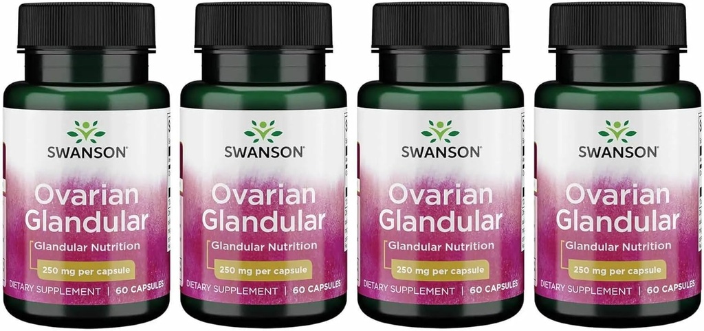 Swanson Ovarian Glandular - Natural Supplement Promoting Women's Glandular Health & Balance Support - Sourced from Premium Bovine Tissue to Support Wellness - (60 Capsules, 250mg Each) (4 Pack) 2
