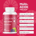 Celebrate Vitamins Multi ADEK Chewables, 60mg Iron - Daily Bariatric Multivitamin, Vitamins A, D, E, K & B12 for Duodenal Switch Surgery Patients - Grape (60 Tablets) 3