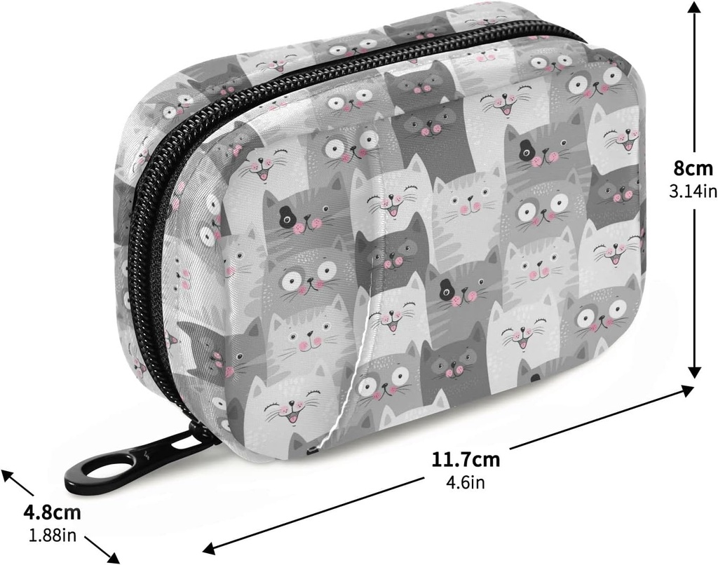Grey Cats Pill Box 7 Day Pill Case Bag Travel Pill Organizer Bag with Zipper Portable Weekly Case Compact Size for Vitamin Supplement Holder 4