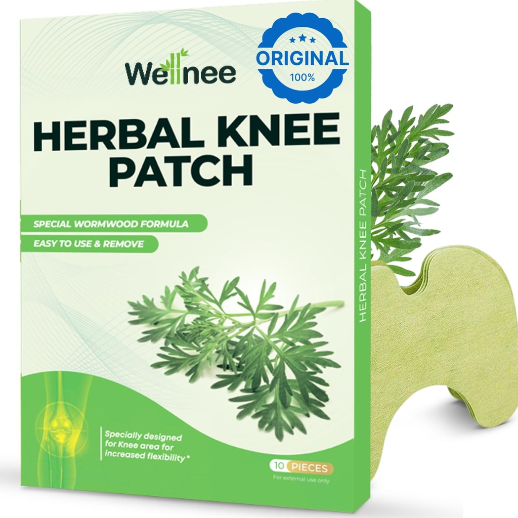 Wellnee Original Herbal Knee Patch - Wellknee Plaster for Knee Support & Muscle Pain - Maximum Strength for a Temporary Relief - Adhesive Heat Patches Made with Natural Herbs for Wellness (10 Pads) 2