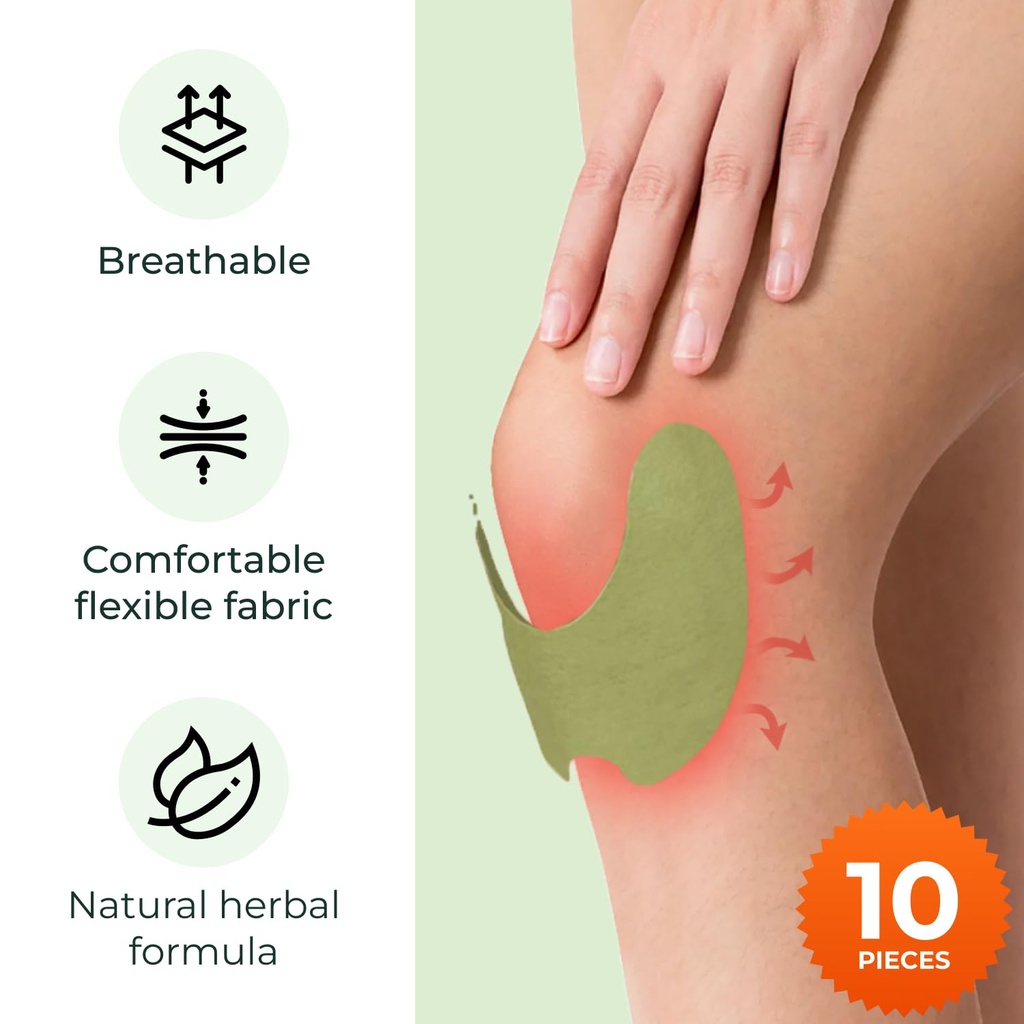 Wellnee Original Herbal Knee Patch - Wellknee Plaster for Knee Support & Muscle Pain - Maximum Strength for a Temporary Relief - Adhesive Heat Patches Made with Natural Herbs for Wellness (10 Pads) 4