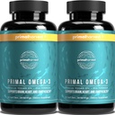 Primal Harvest Omega 3 Fish Oil Supplements, 30 Servings Soft Gels Capsules w/ 1000mg EPA + DHA Supplements, No Fishy Burps Non-GMO Omega 3 Fatty Acid, 2 Pack 2