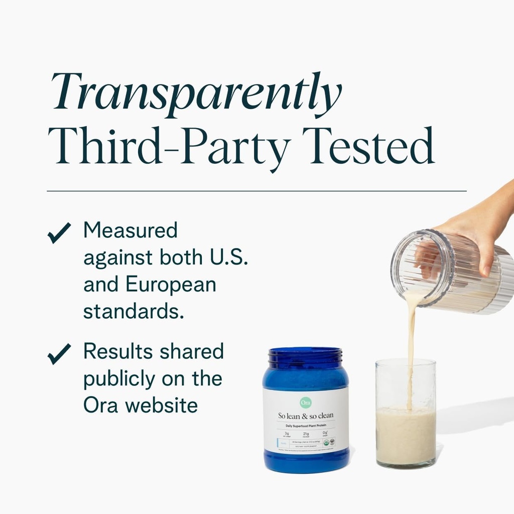 Ora Organic Vegan Protein Powder - 23g Plant Based Pea Protein + Superfood for Women and Men - Unsweetened & Unflavored - 20 Servings, No Erythritol, Keto-Friendly, Gluten-Free, Paleo, Soy-Free 6