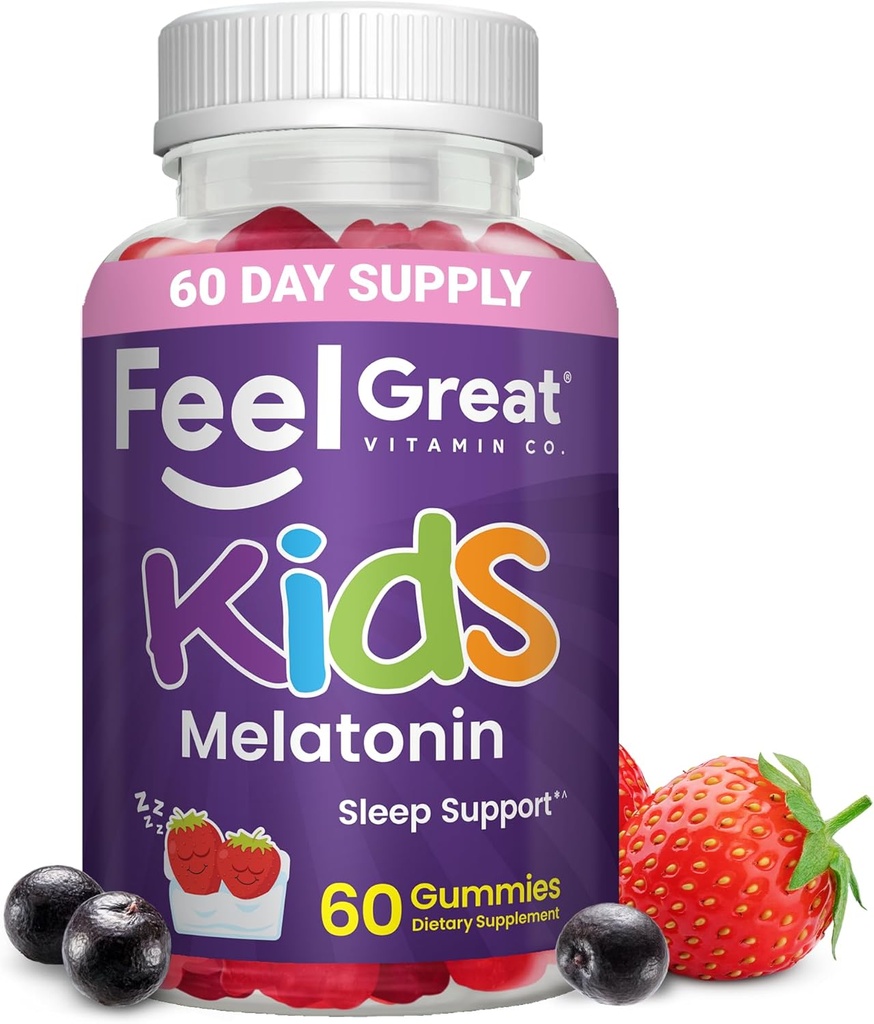 Feel Great Kids Melatonin Gummy | Strawberry Flavored Melatonin Gummies Kids | 1 MG of Melatonin Sleep Aid for Kids | Vegan Gummies | 60 Day Supply 2