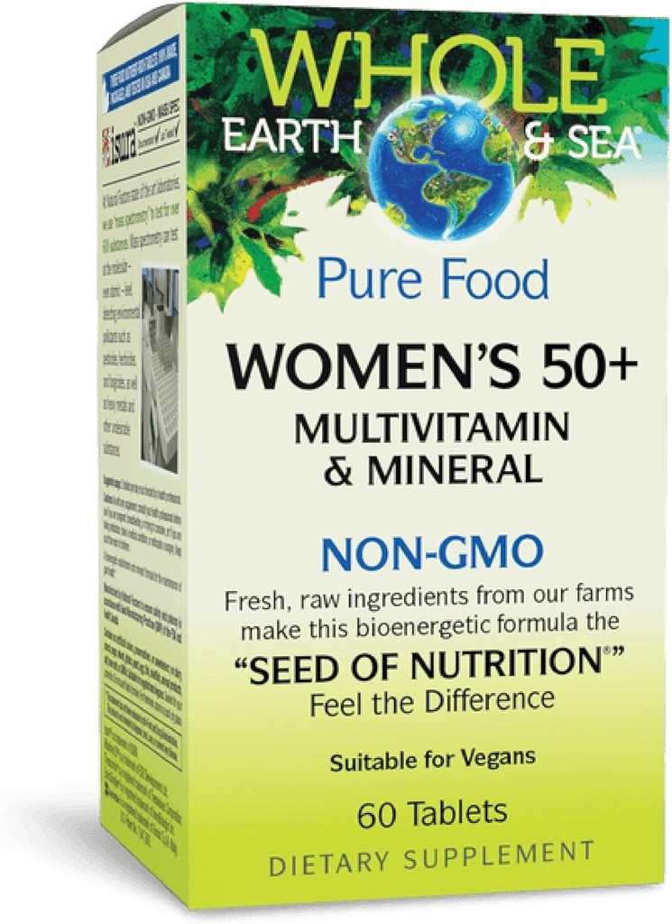 Natural Factors Whole Earth & Sea Women's 50+ Multivitamin & Mineral, 1 Serving Contains Nutrition Equivalent to ½ lb of Veggies, 60 Tablets 2