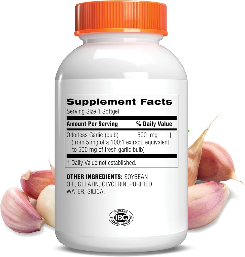Botanic Choice Odorless Garlic Oil Softgels - Antioxidant Cholesterol and Immune Support Supplement for Adults - Gluten Free Non-GMO - 180 Pills 3