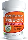 50 Billion CFU Prebiotic and Probiotic Supplement for Women and Men, 12 Strains for Daily Immune Support and Digestive Health, 30 Veggie Capsules, Non Refrigerated High Potency Probiotics 2