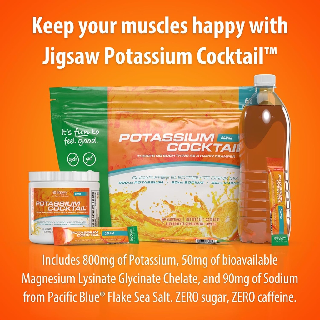 Jigsaw Health Potassium Cocktail | Formerly Pickleball Cocktail | Orange Flavor | 60 Servings (Packets) 6