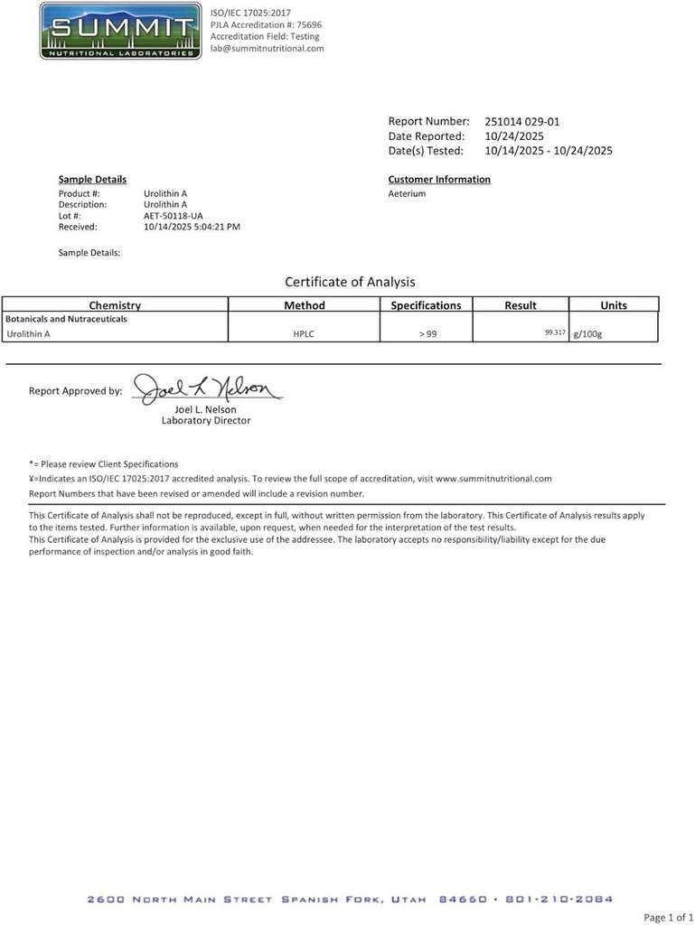 aeternum Urolithin A UA 30g Powder 5