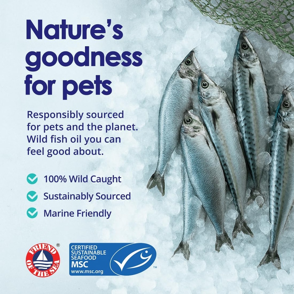 Liquid Fish Oil for Dogs with Omega 3, 6 & 9 Fatty Acids, Wild Caught from Iceland, Skin and Coat Supplement for Shedding, Itchy Skin, Allergies, Brain and Heart Health, Rich in EPA + DHA - 12 oz 5