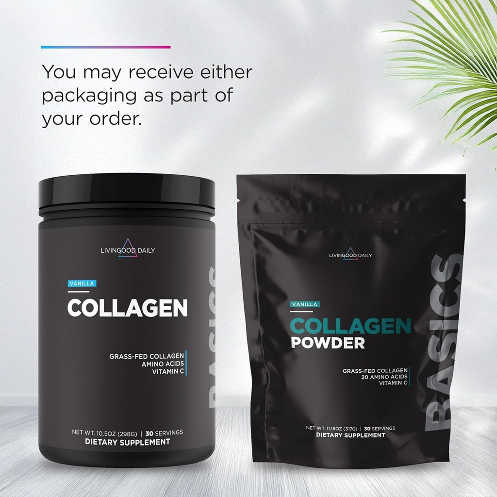 Livingood Daily Vanilla Collagen Powder for Women & Men, Hydrolyzed Collagen Peptides Powder with Vitamin C, Protein with 20 Amino Acids, Type I & III, Grass Fed, Keto, Paleo, Gluten Free, 30 Srvgs 3