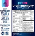 Brain Memory Supplement Pills - 3X Strength Nootropics for Concentration, Clarity & Focus Support - Brain Health Cognitive Vitamins with Bacopa, Phosphatidylserine & DMAE, Brain Booster - 60 Capsules 3