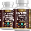 Mushroom Supplement with Lion's Mane Turkey Tail Reishi Cordyceps Chaga Marshmallow Root - 120 Count 2