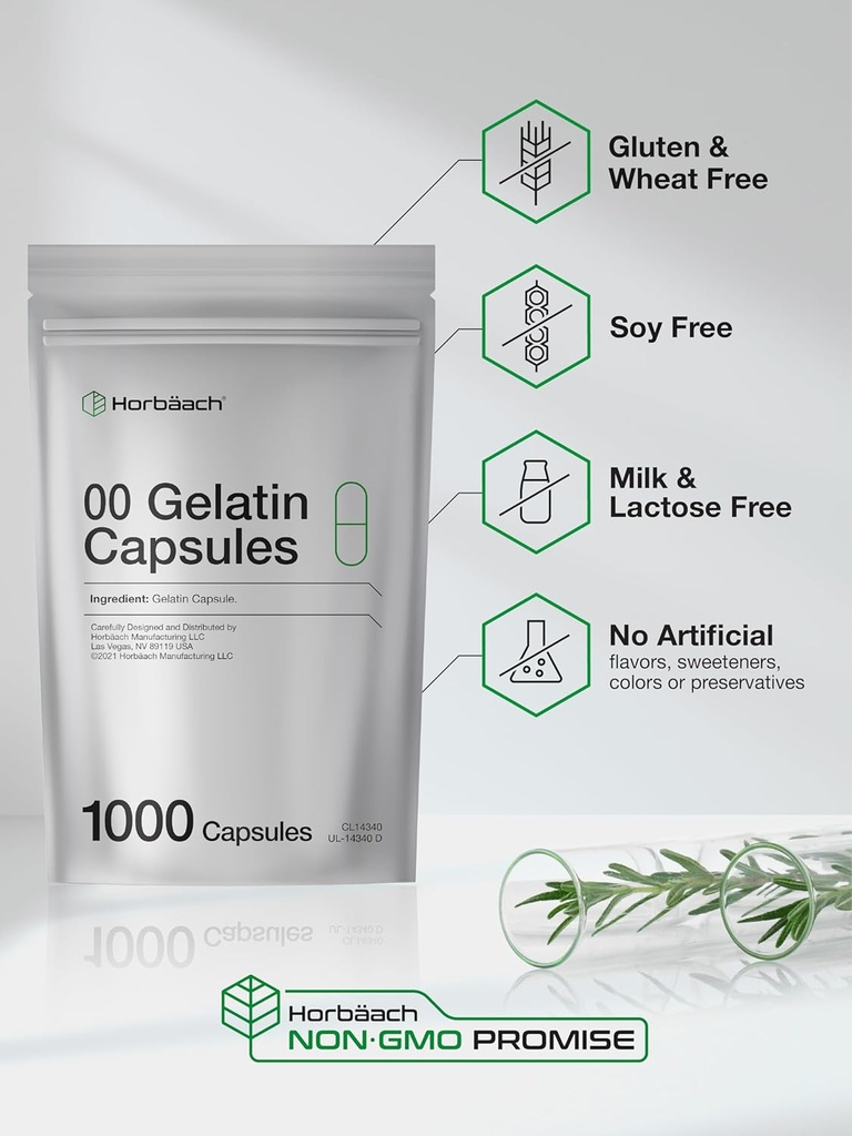 Empty Capsules Size 00 | 1000 Clear Gelatin Capsules | Resealable Bag | Non-GMO, Gluten Free | By Horbaach 4