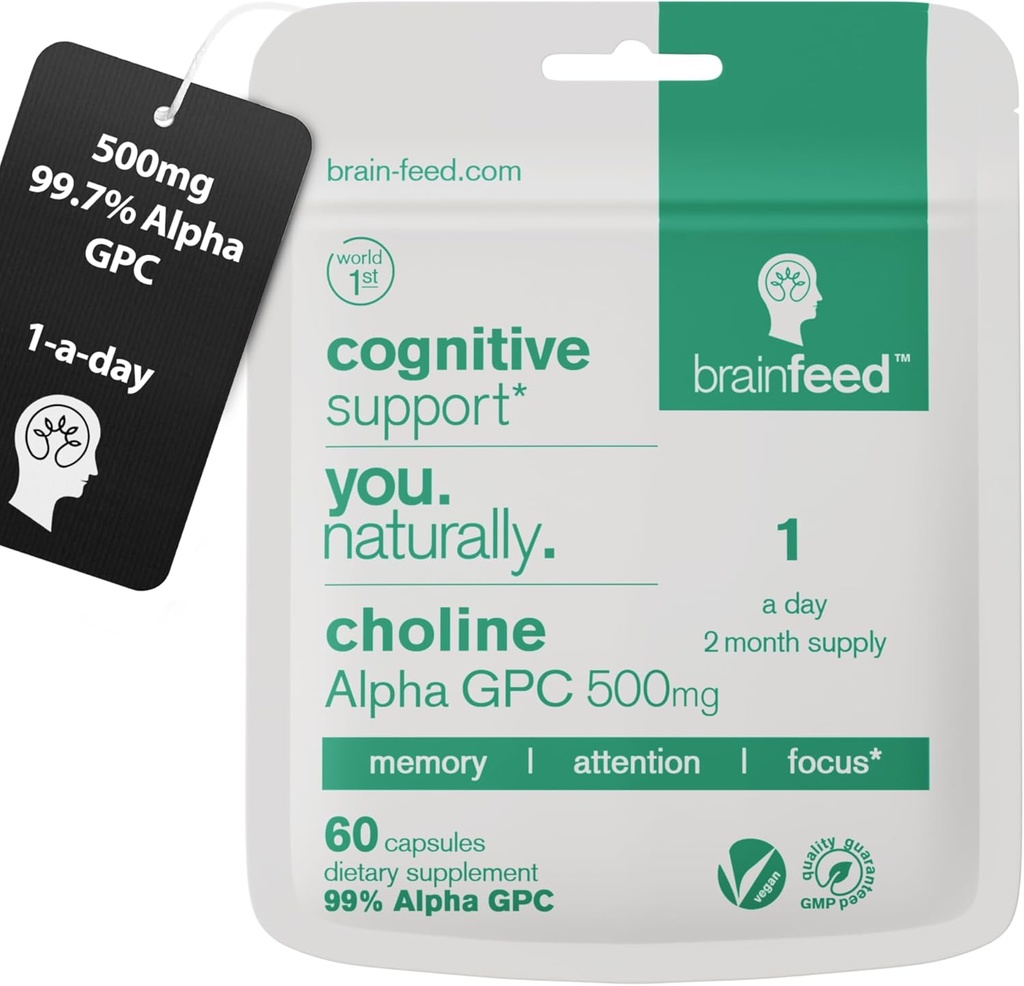 Acetylcholine Supplement | 99% Alpha GPC Capsules (60) | 1-a-Day | Memory, Focus Concentration Nootropic Brain Supplement | Acetylcholine Precursor | Alpha GPC Powder in Capsule | Lab-Tested 2
