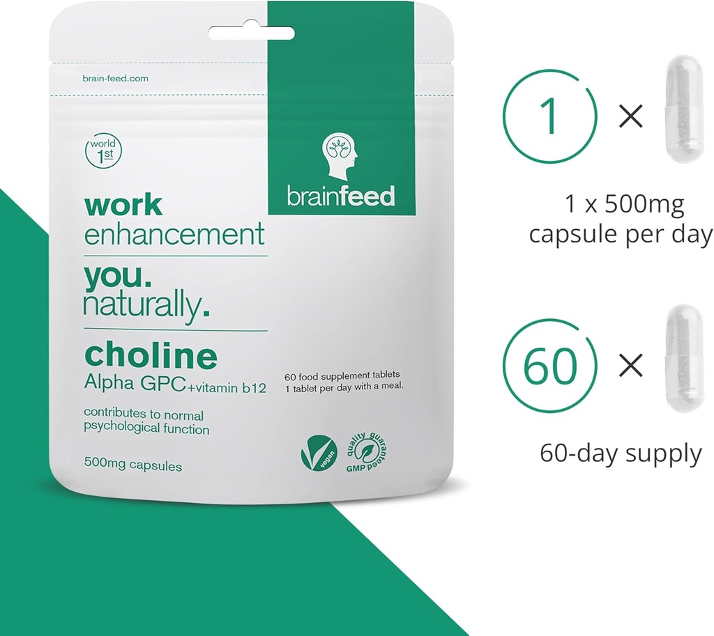 Acetylcholine Supplement | 99% Alpha GPC Capsules (60) | 1-a-Day | Memory, Focus Concentration Nootropic Brain Supplement | Acetylcholine Precursor | Alpha GPC Powder in Capsule | Lab-Tested 4