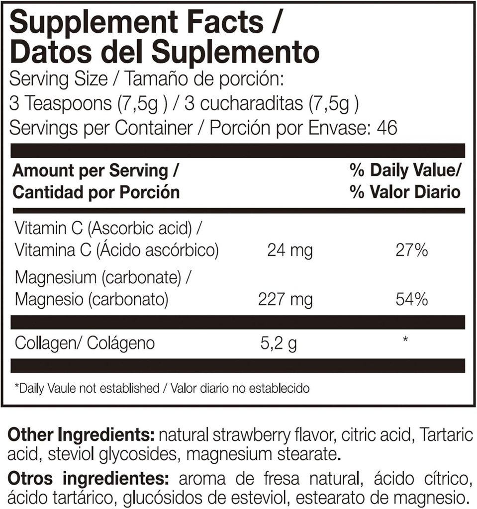 Ana Maria Lajusticia | Hydrolisate Collagen Powder with Magnesium and Vitamin C |for Healthy Skin, Nails, Hair and Ligaments | Natural Energy, Strawberry Flavour 350g 3