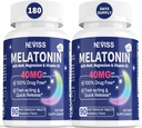 Melatonin 40 mg for Adults - Fast Dissolve & Chewable Sublingual Sleep Supplement - Extra Strength Melatonin with Vitamin D3 & MSM, Selenium for Health Rest Cycle, Deep Zzzs, Sugar-Free, 180 Servings 2
