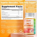 Vitamin K2 MK-7 Gummies 100mcg, Extra Strength K2 Vitamin Supplement for Bone & He-Art Support, Chewable Natural Orange Flavor, Non GMO, Vegan, 60 Gummies 3