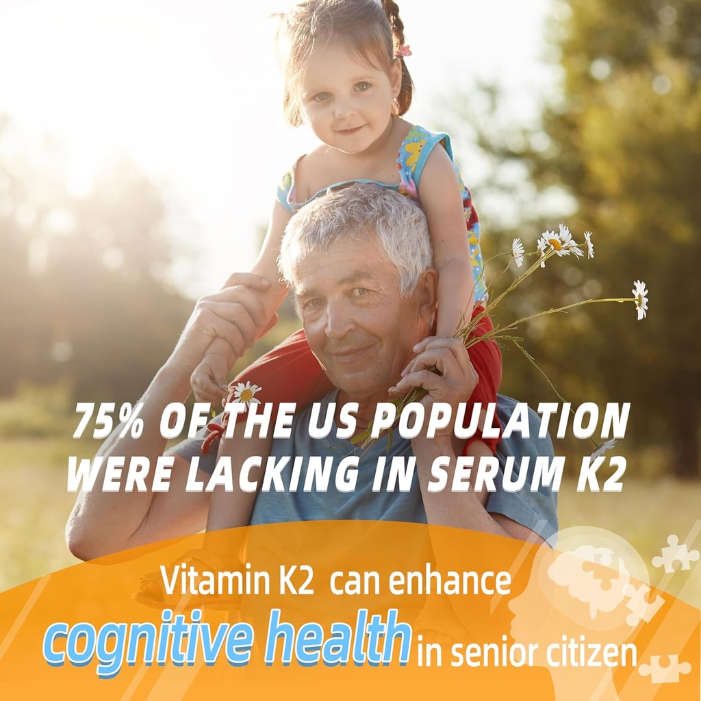 Vitamin K2 MK-7 Gummies 100mcg, Extra Strength K2 Vitamin Supplement for Bone & He-Art Support, Chewable Natural Orange Flavor, Non GMO, Vegan, 60 Gummies 6