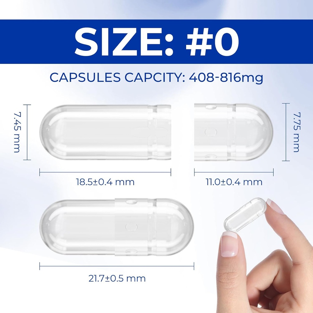 Empty Capsules Size 0 - Clear Fillable Vegetarian Capsules(100 Count) Size 0 Empty Pullulan Capsules with Two Micro Lab Spoons,- Veggie Capsules Empty Caps for DIY Your Own Supplements 3