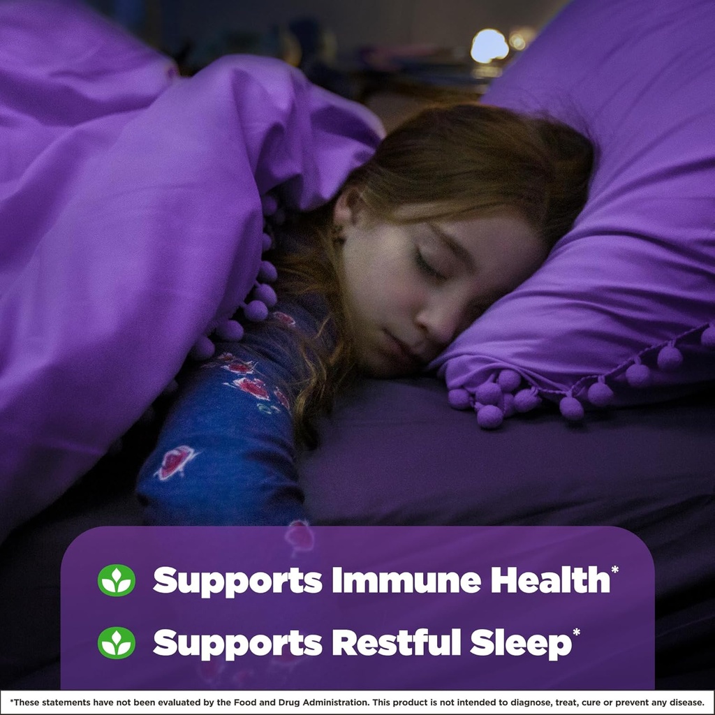 Natrol Kids Sleep+ Immune Health Gummies with Melatonin, Zinc, Vitamin C and D, Elderberry, 50 Raspberry Flavored Melatonin and Immune Health Gummies, 50 Day Supply 5