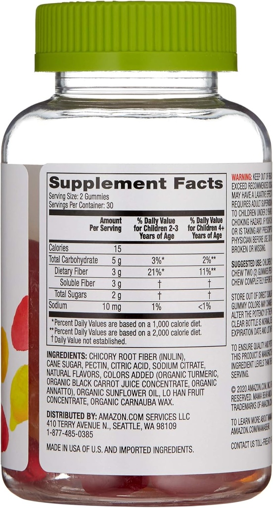 Brand - Mama Bear - Kids Fiber Gummies - Supports Digestive Health, Orange, 60 Count (Pack of 2) 3