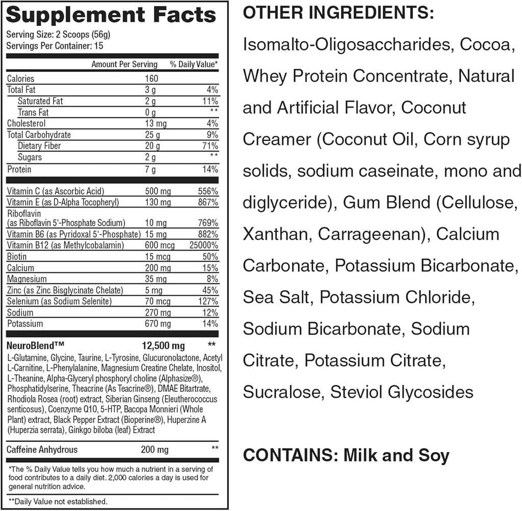 Lean1 Neuro Chocolate, Mental Energy Drink, 15 Serving tub by Nutrition53 4