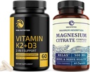 Vitamin D3 K2 5000 IU (60ct) & Magnesium Citrate 500 MG (60ct) | Immune System, Strong Bones, Calm, Relaxation, Digestion & Muscle Support | Non-GMO 2